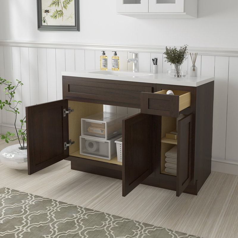 48 in Medium Brown Plywood Freestanding Bath Vanity Cabinet