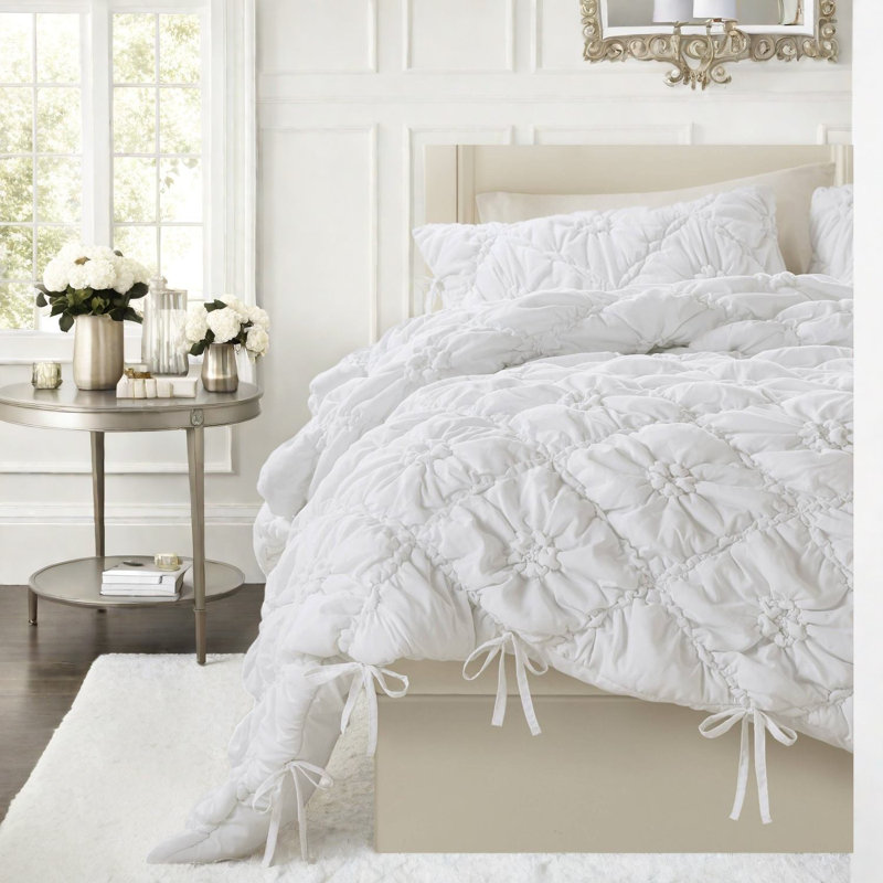 Ensembles de literie avec couette texturÃ©e, en microfibre, style shabby chic pour toutes les saisons