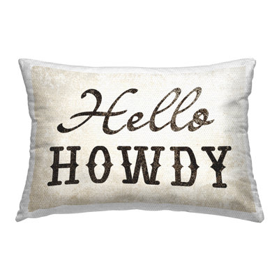 Western Hellow Howdy Outdoor Printed Pillow by Daphne Polselli