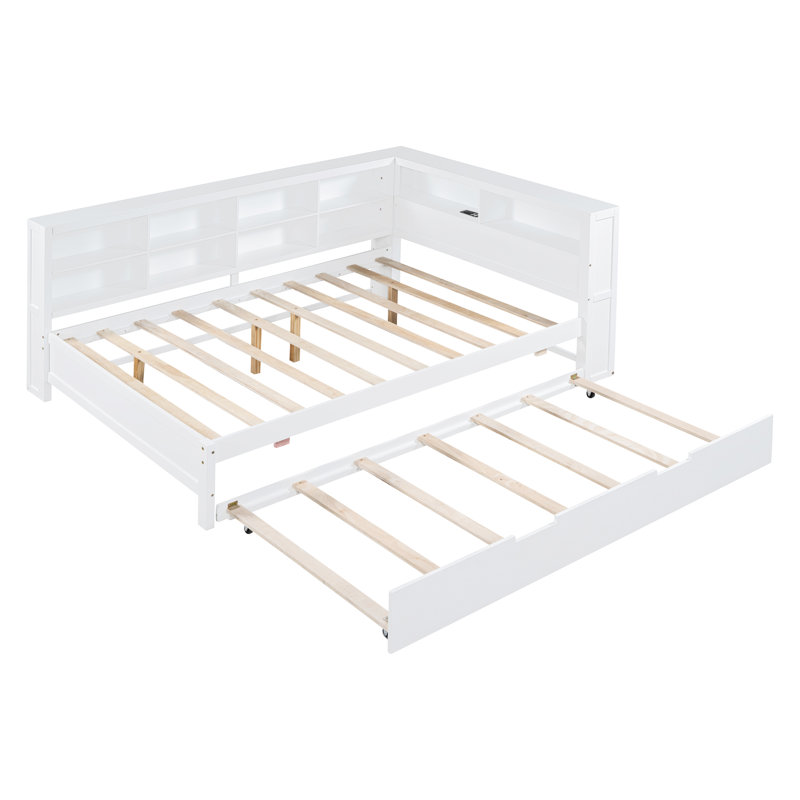 Lit de jour avec couchette et station de charge USB Evermere, Complet/Double, Blanc