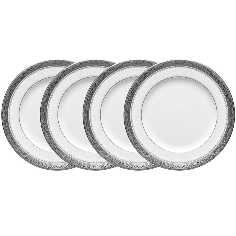 Ensemble de 4 assiettes à pain et beurre / apéritif Noressa, 6-1 / 2 po Odessa, Platine