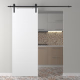 28 In. W X 80 In. H X 1 3/4 In. D Flush Painted Solid Barn Door Arvika Polar White With Installation Hardware Kit By Belldinni