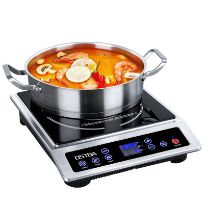 1800W Portable Induction Cooktop with 10 Power Levels, 3-Hour Timer & Keep Warm Function