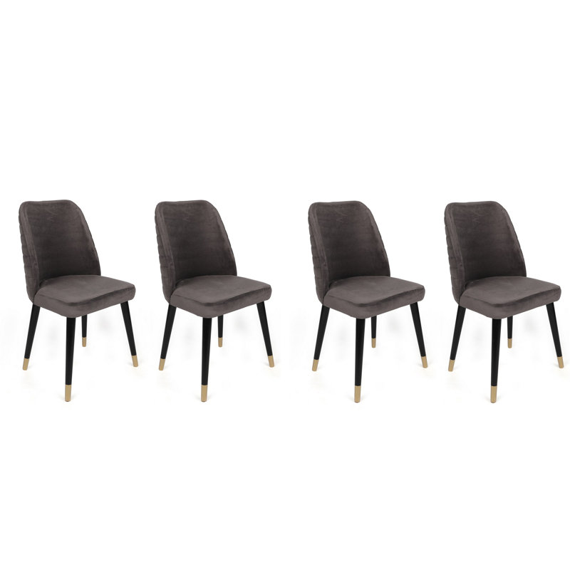 Ensemble de chaises (4 pièces), Anthracite, Noir et or