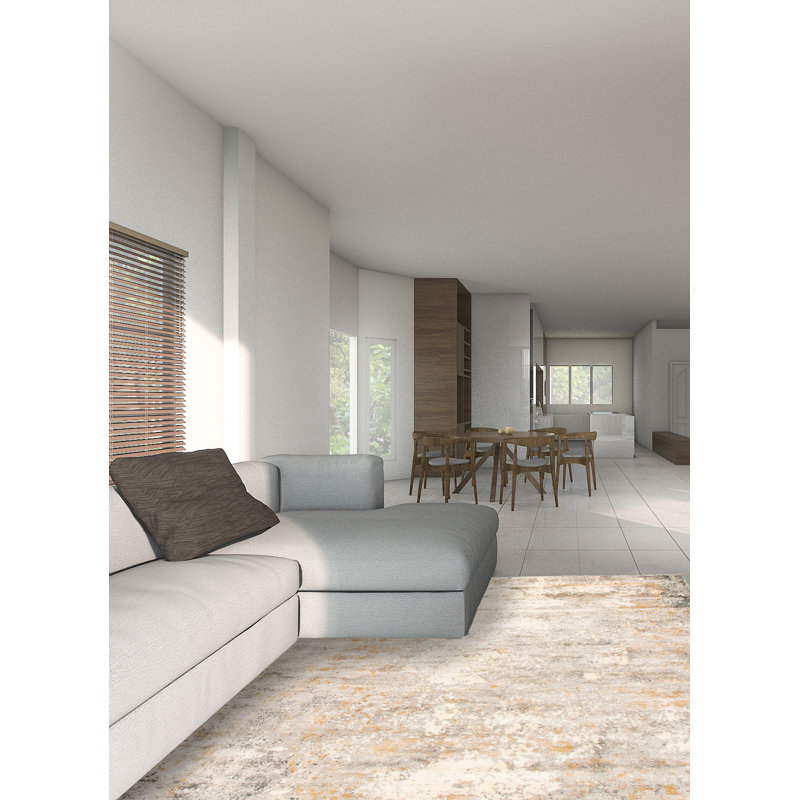Tapis décoratif en viscose de conception unique 5 pi 4 po x 7 pi 8 po noué à la main New Age