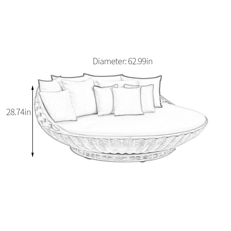 62.99 " W Patio Daybed with Cushions, Gray, Brown