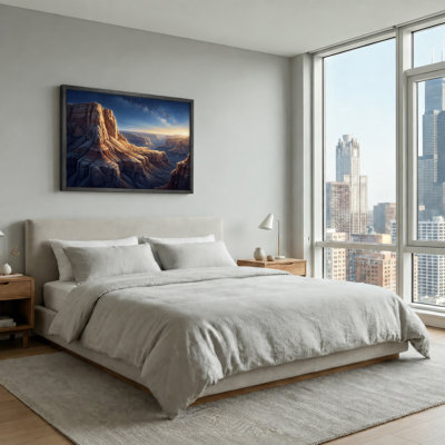 Sunset Canyon Rock Formations Under Starry Night Sky Canvas Wall Art
