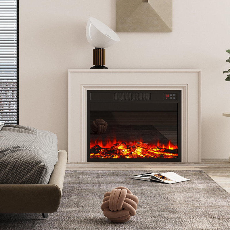Saad Symple Stuff Black Electric Fireplace, 17.6" H x 23.5" W x 5.2" D