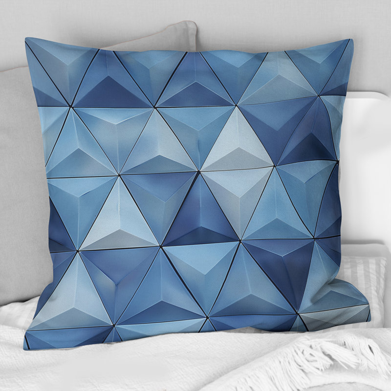 Triangles bleus et blancs II - Coussin moderne, H 18 po x l 18 po
