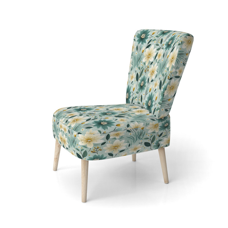 Chaise d'appoint rembourrée en velours Vintage Romance Green Marvel Blooms - Velours