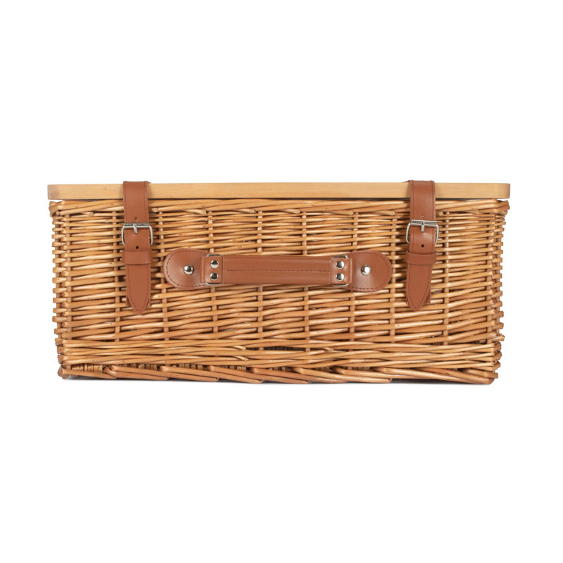 Wicker Gift or Storage Hamper Basket with Lid, Double Steamed, 19cm H x 46cm W x 30cm D
