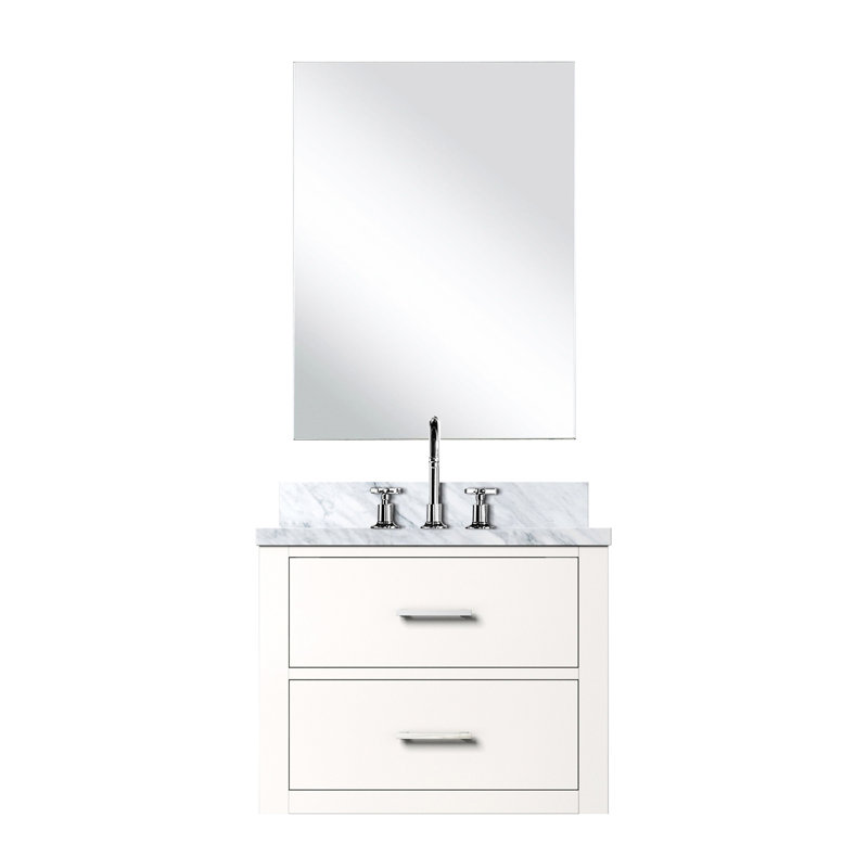 24 po Ensemble de meuble-lavabo blanc X 18, comptoir en acrylique, robinet, miroir inclus, ensemble de lit simple D, comptoir, ensemble de composants de miroir