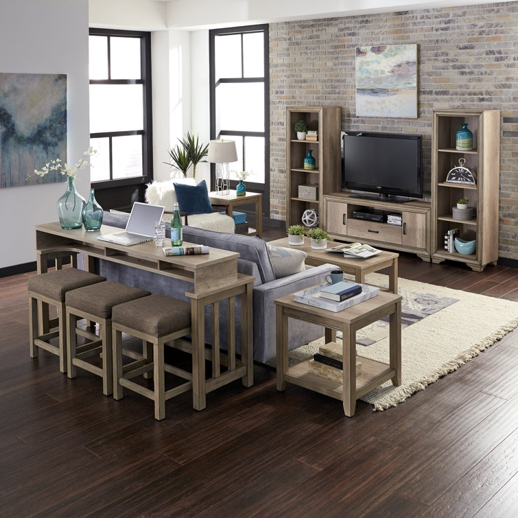 Eleora Console Table Set w/ 3 Upholstered Stools