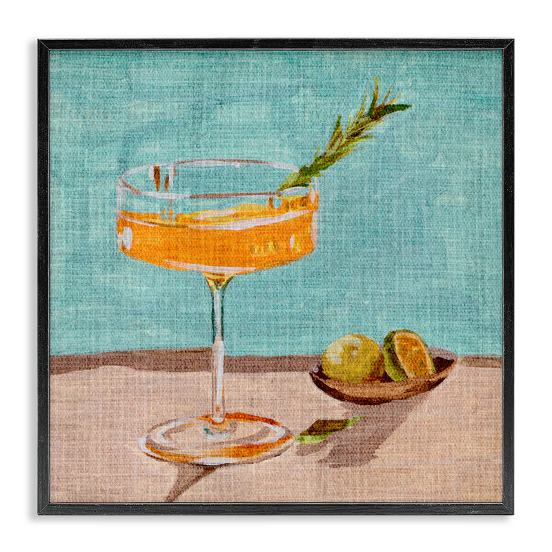 «Bright Cocktail Glass», art de la giclée encadrée par Melissa Wang, Giclée encadrée noir minuit, H 24 po x l 24 po