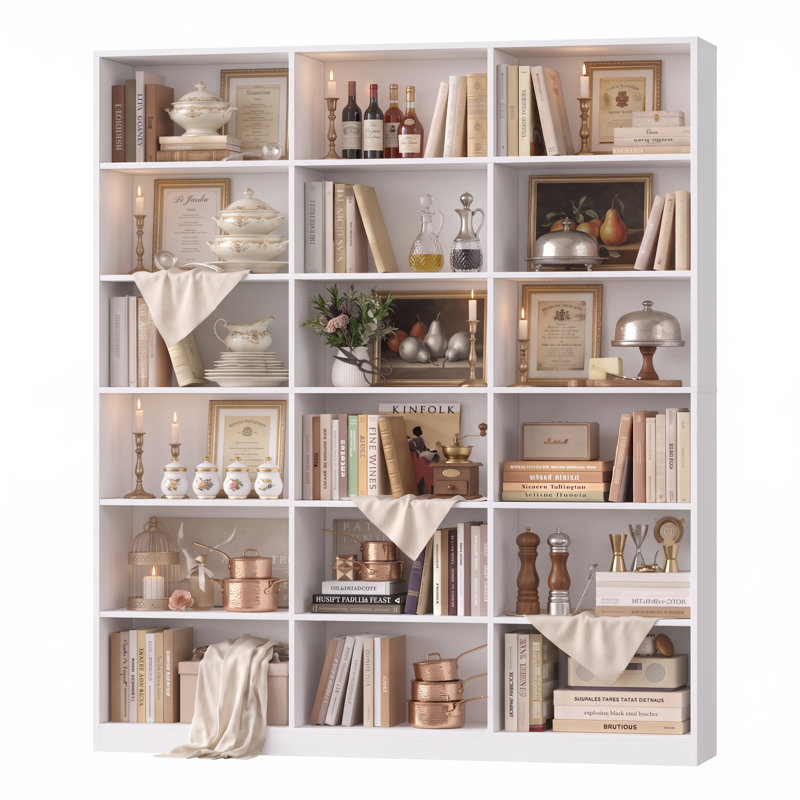 72.1" Food Kitchen Pantry, 18 Cubes Storage Cabinet, Pantry & Dining Room Organizer, White, White