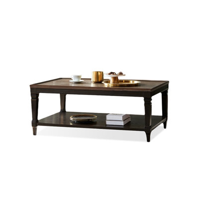 Retro Nut-Brown Solid Wood Rectangular Coffee Table