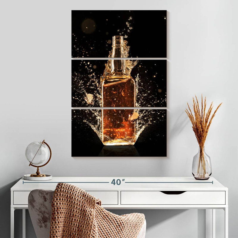 Yarlin Whiskey Bottle Splash, 32" H x 20" W