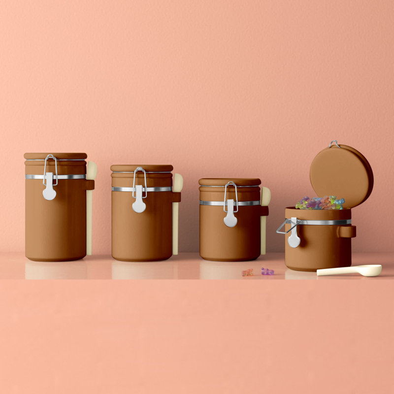Glass Canister - Set of 4, Brown