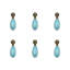 Ensemble de six poignées de tiroir en céramique nervurée turquoise et brune