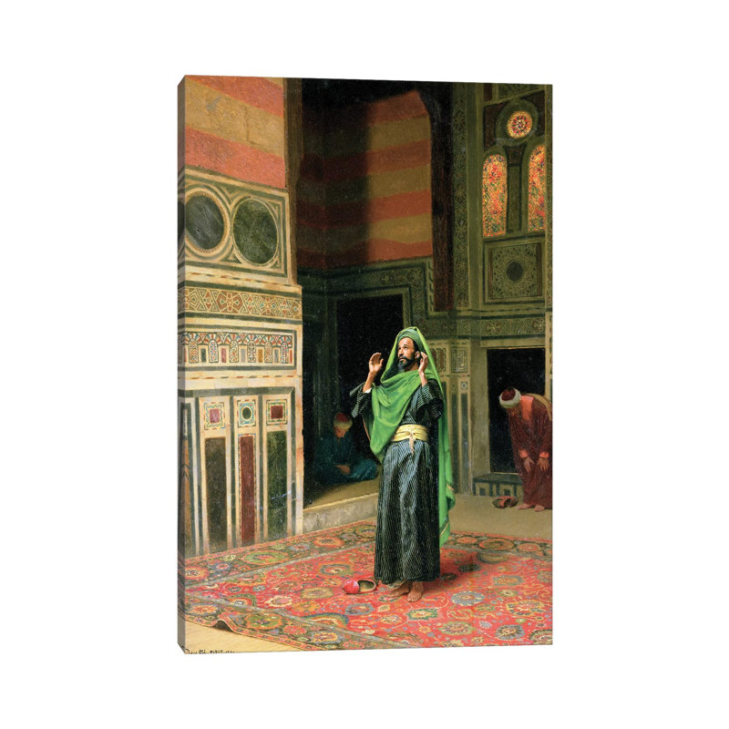 In The Mosque by Ludwig Deutsch - Wrapped Canvas Painting, 30.48cm H x 20.32cm W x 1.91cm D