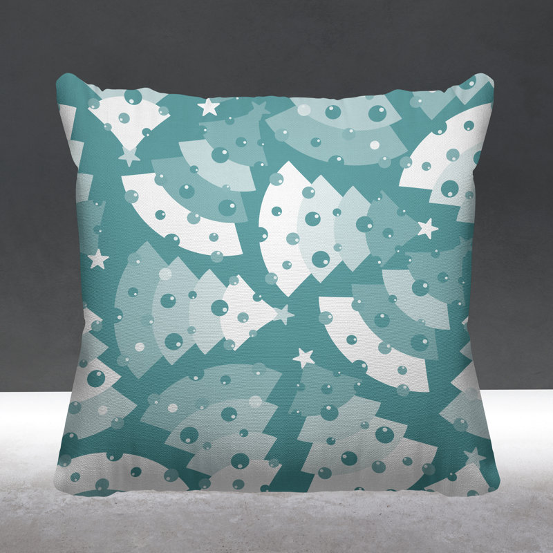 Coussin décoratif intérieur / extérieur Christmas Tree, 17 po x 17 po, Ciel, Carré