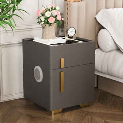 Smart 1-Drawer Nightstand With Insurance, Wireless Charging, Usb Port, Bluetooth Speaker And Led Light by Mercer41