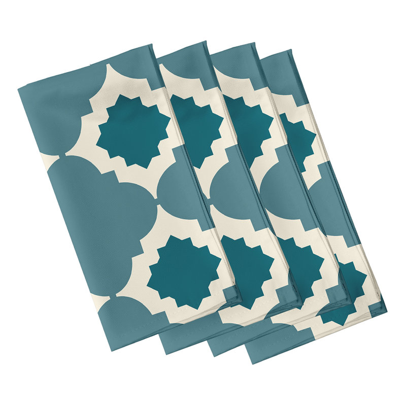 Volusia Polyester Geometric Square Napkin, Teal