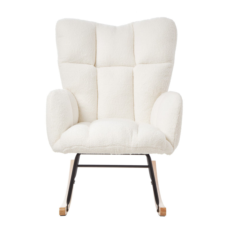 Fauteuil berçant et oscillant rembourré avec tissu, Ivoire ivoire