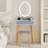 Barther Vanity Table Set with Adjustable Brightness Mirror and Cushioned Stool-1256742659