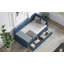 Lit de jour simple en forme de L en velours côtelé, structure de lit tapissier avec 2 tiroirs de rangement, bleu-1069192472