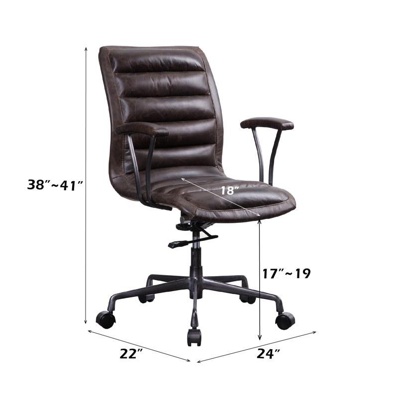 Chaise de bureau en cuir fleuri Zooey