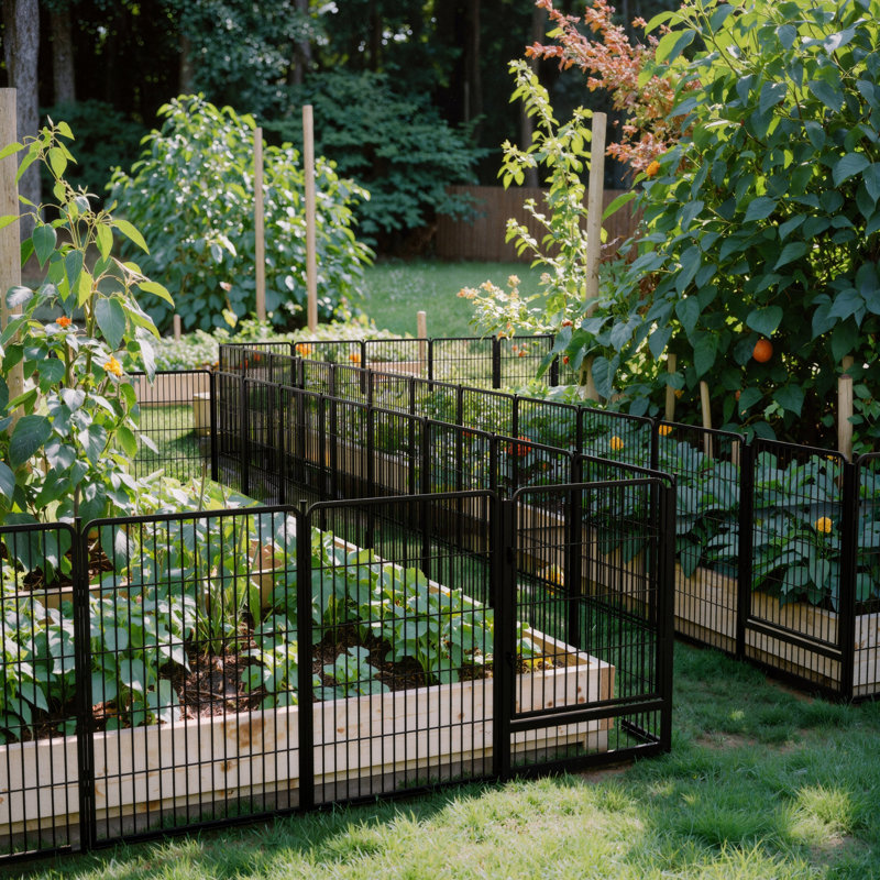 (4 panneaux de clôture) Clôture en métal facile à installer, clôture décorative idéale pour les clôtures de jardin pour chiens, clôture temporaire ou barrière de jardin pour animaux