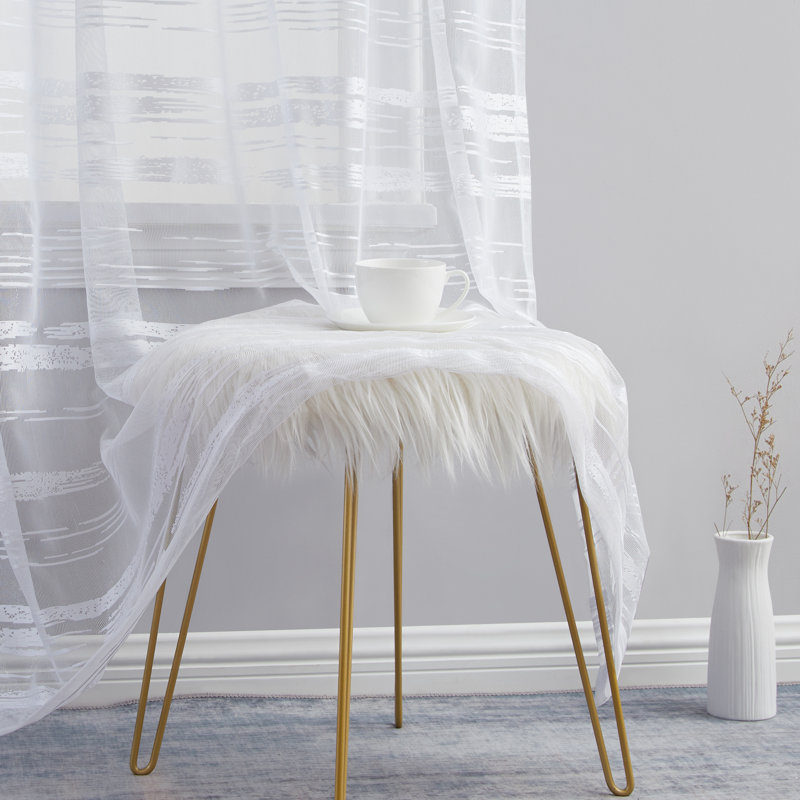 Broadway Striped Sheer Grommet Curtain Panel, White, 54" W x 84" L