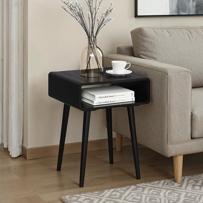 Kays End Table with Shelf, Black