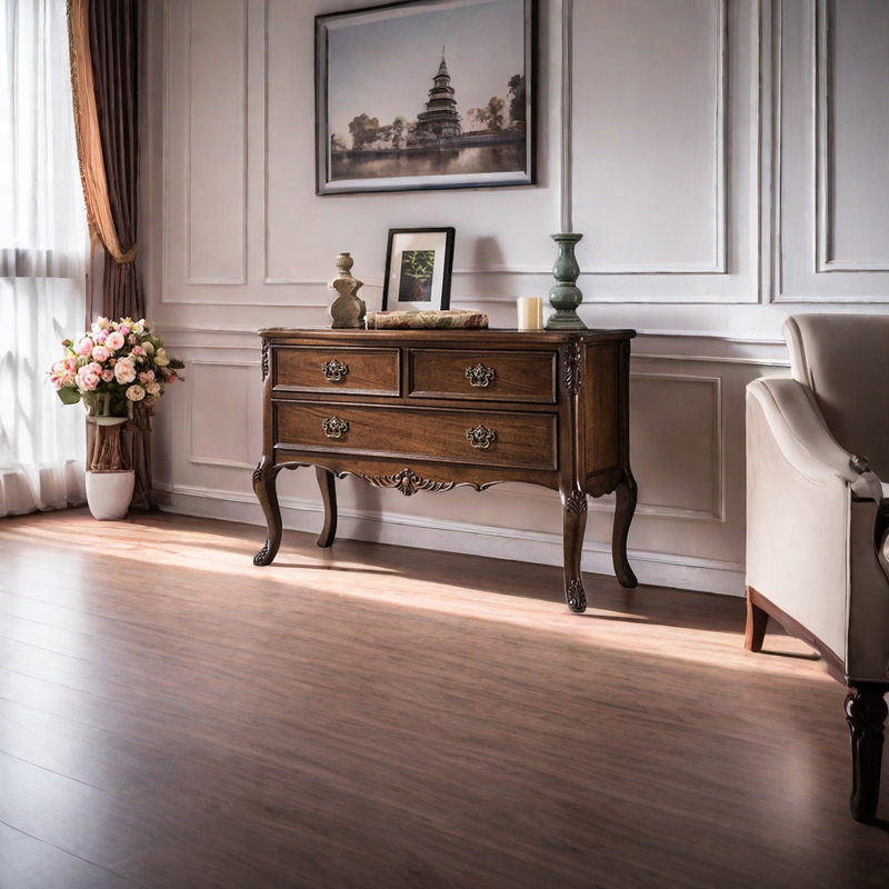 Commode d'appoint moderne en bois d'hévéa