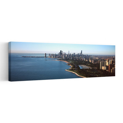 Skyscrapers At The Waterfront Grant Park Lake Michigan Chicago Cook County Illinois USA by Mark Segal - Wrapped Canvas Panoramic Print