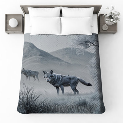 Couvre-lit gris loup gris en hiver