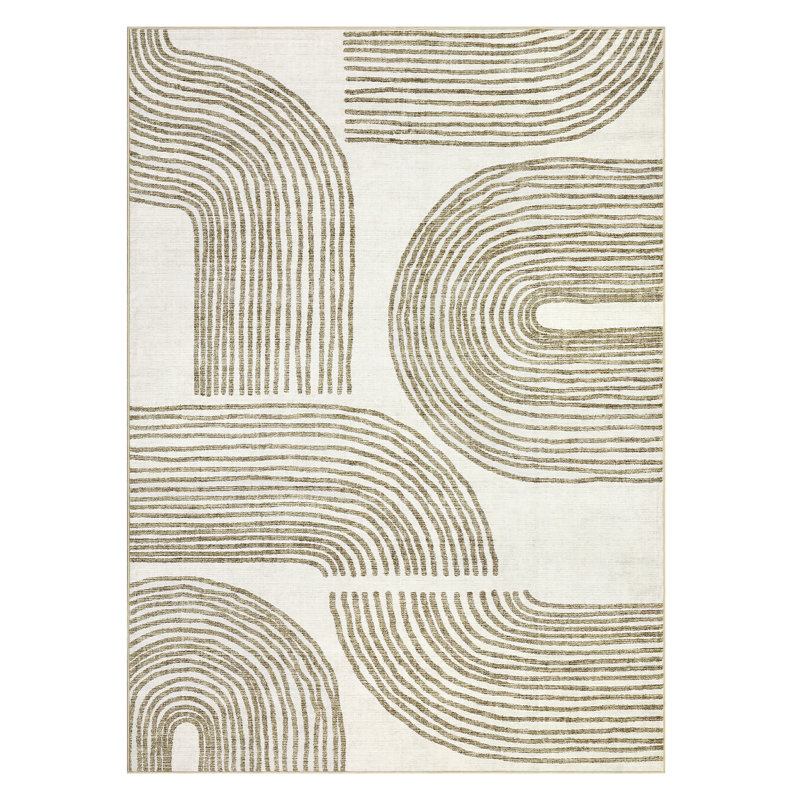 Machine Washable Rug with Non Slip TPR Backing Soft Non Shedding Floor Covering, Low Pile Thin Foldable Printed Mat for Living Room Bedroom