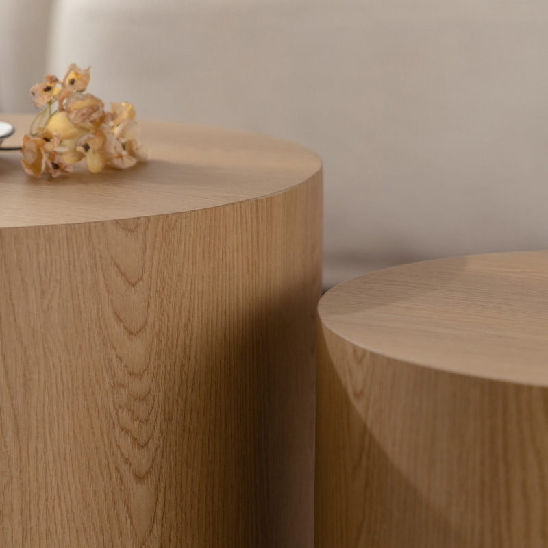 Ensemble de 2 tables basses rondes Nesting, Bois naturel