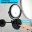 Miroir de salle de bain à DEL à fixation murale à deux grossissements à DEL 8 po - 12 bras extensibles, noir mat, grossissement 1 / 3X, rotation de 360 degrés, bouton imperméable, extension de salle de bain, grossissement, rotation, essentiel pour