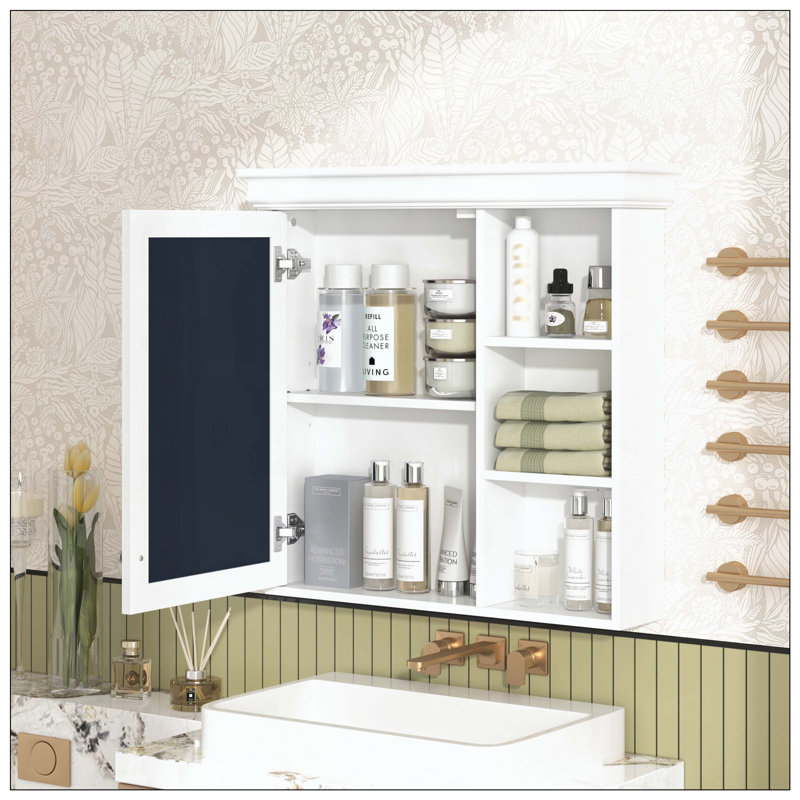 Organisateur de rangement mural pour toilette et miroir, Blanc