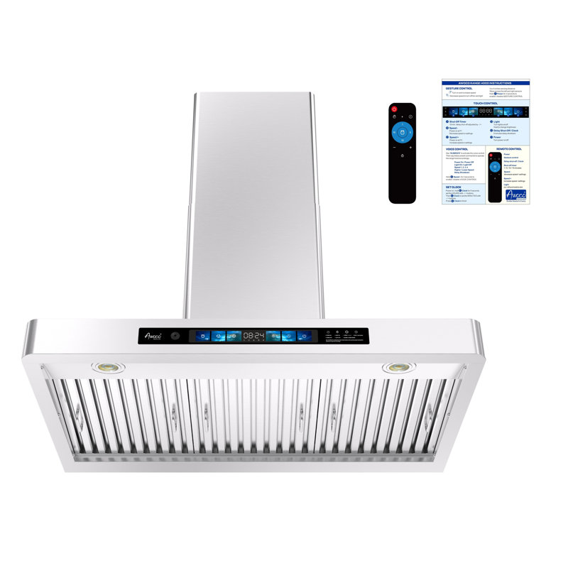 Hotte murale en acier inoxydable à conduit 36 pouces 1000 CFM Awoco avec commande vocale / tactile / tactile