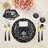 Crossbones Large Black Vegan Leather Round Coasters