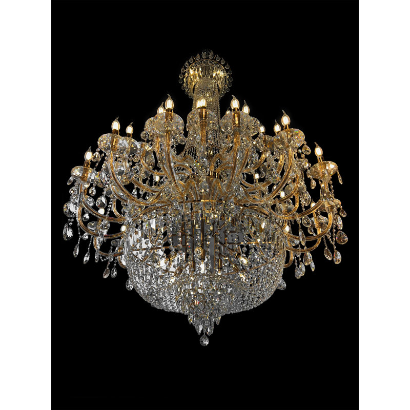 Lustre en cristal classique 64 lumières, Or