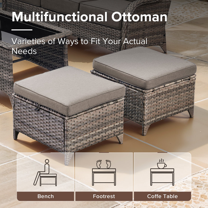 Gymojoy 5-Piece Patio Furniture Set With Swivel Glider Chairs, 6-Inch Ultra-Plush Cushions & Water-Resistant Olefin Fabric