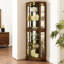 Vitrine à 6 tablettes avec lumières, miroir, réglable, matériau éclairé, tablettes réglables, présentoir-1645395502