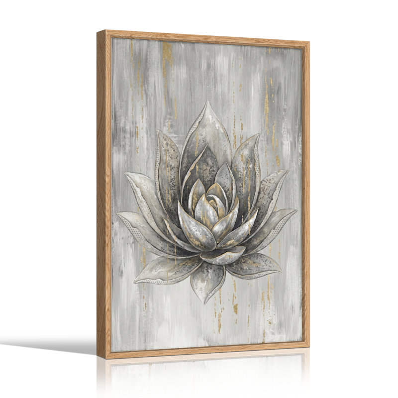 «Silver Lotus», reproduction d'art sur toile, ensemble de 1, Natural, 48"H x 32"W