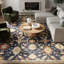 Tapis bleu marine rétro 8 pi x 10 pi Tharun-10338577-10338590