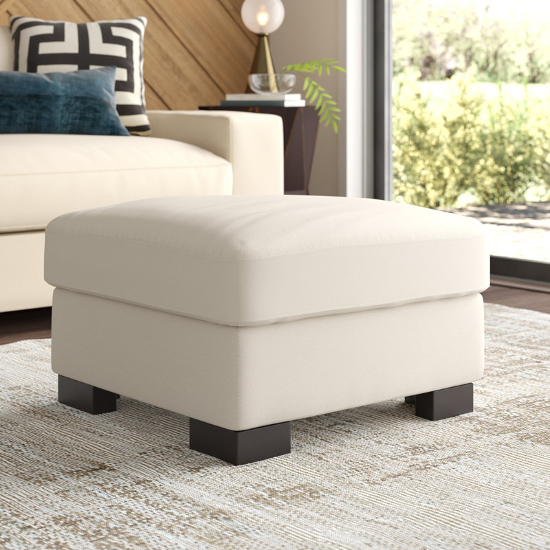 Repose-pieds standard carré de 27,17 po Michaella, Tissu blanc