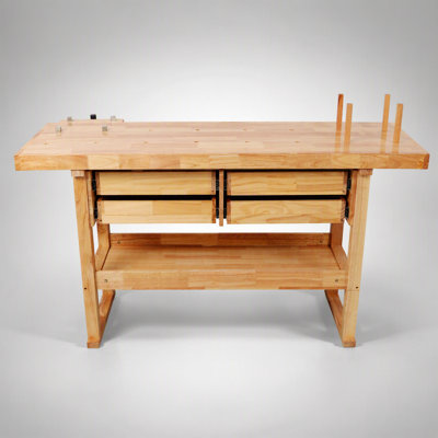 Fabriqué en bois dur et hévéa de 152 cm (60 pouces) avec 4 tiroirs, robuste et portable, idéal pour le garage, l'atelier et le rangement à domicile.